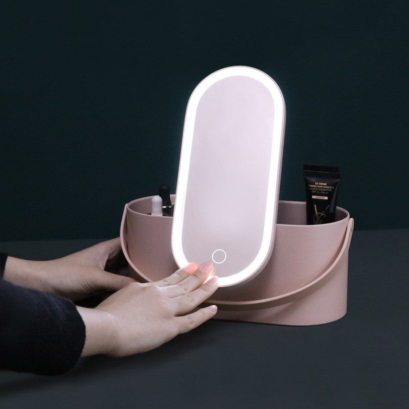 Portable LED Light Storage Box - Makeup Mirror